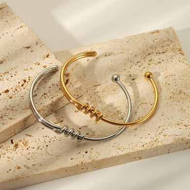 Pulsera de acero inoxidable con hilo dorado de 1 pieza h5 Imagen2