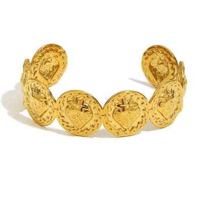 1 Stück Tägliche Erdbeere Edelstahl Gold Farbe Damen Manschette Armbänder h5 
