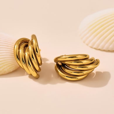 1 Pair Irregular Shape Stainless Steel Gold Color Women's Stud Earrings h5 Picture6