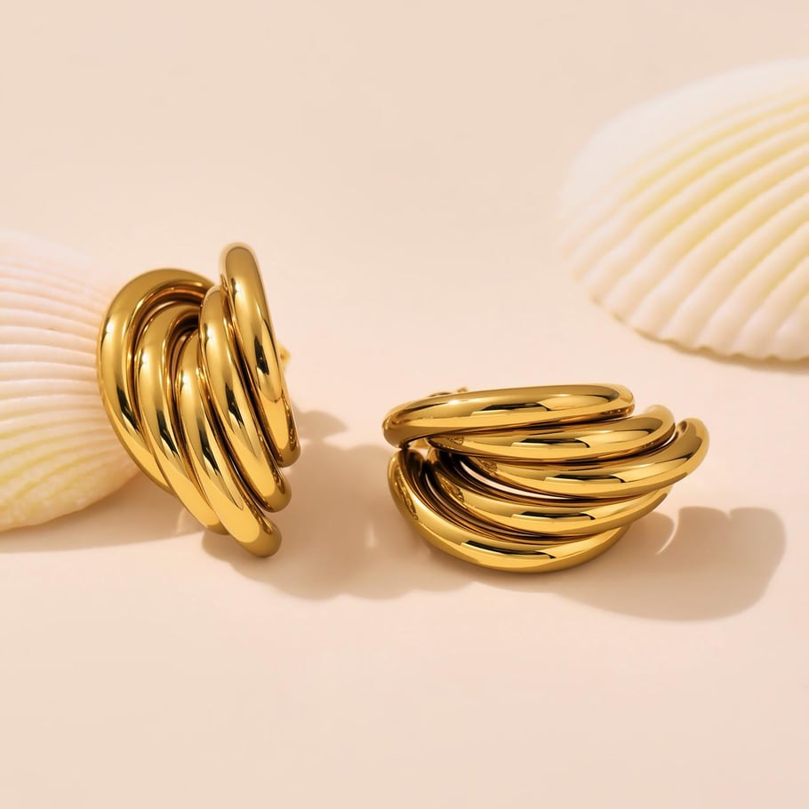 1 Pair Irregular Shape Stainless Steel Gold Color Women's Stud Earrings Picture6