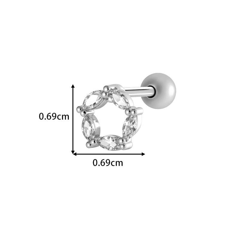 1 stuk hart ster koper goud kleur zirkoon piercing oorbel Afbeelding2