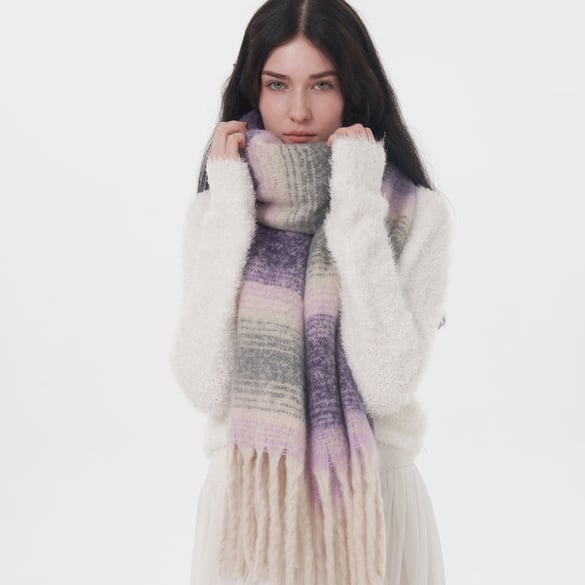 1 Piece Plush Daily Strip Polyester Women's Winter Scarves 2