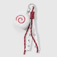 1 red and white keychain 