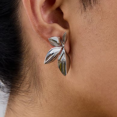 1 Pair Natural Flower Stainless Steel Gold Color Women's Stud Earrings h5 Picture4
