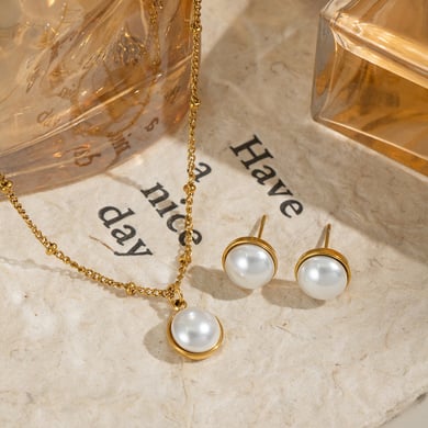 Daily Circle roestvrij staal goudkleurige dames sieraden sets h5 Afbeelding4