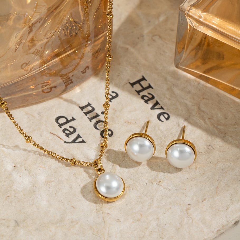 Daily Circle roestvrij staal goudkleurige dames sieraden sets Afbeelding4