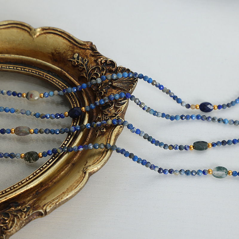 1 pezzo elegante collana di perline in acciaio inossidabile color oro con pietra naturale da donna Immagine5