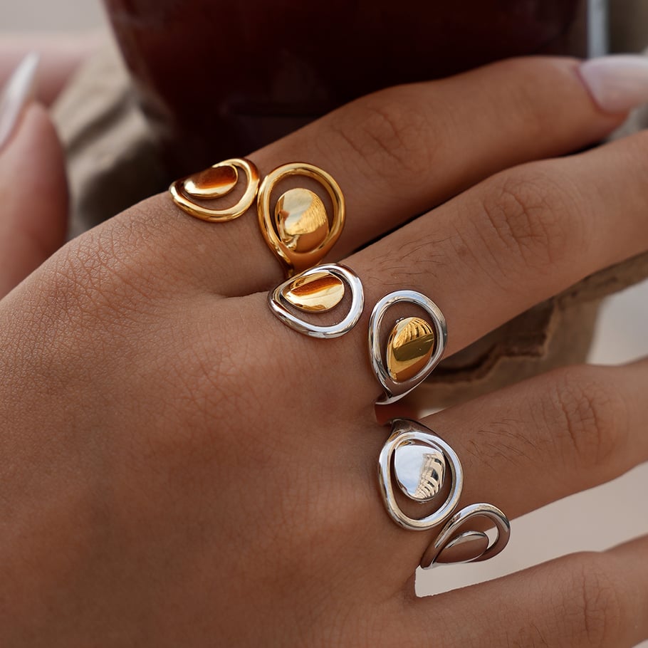 1 Piece Vintage Fashion Minimalist Hollow Stainless Steel Wmen's Statement Rings Picture4