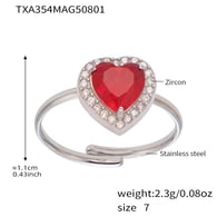 TXA354-Steel Heart Zircon Ring-Size 7 Picture7