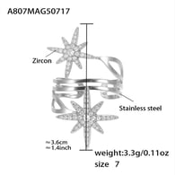 A807-Anello in acciaio con stella a otto punte/Numero 7 Immagine7