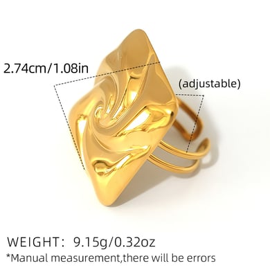 1 Piece Simple Retro Rectangle Stainless Steel Women's Statement Rings h5 
