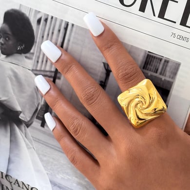 1 Piece Simple Retro Rectangle Stainless Steel Women's Statement Rings h5 Picture2