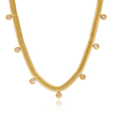 1 Stück Elegante Linien Edelstahl Gold Farbe Damen Anhänger Halsketten h5 