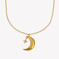 Halskette mit Mond- und Sternanhänger – Gold 