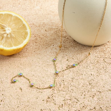 1 Piece Minimalist Circle Stainless Steel Gold Color Natural Stone Women's Pendant Necklaces h5 Picture5