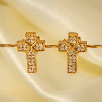1 Pair Daily Cross Stainless Steel  Zircon Women's Stud Earrings h5 Picture6