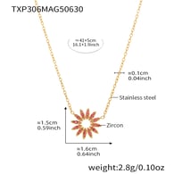 TXP306-Rose Red 5A Zircon Sunflower Gold Necklace 40+5cm Picture2