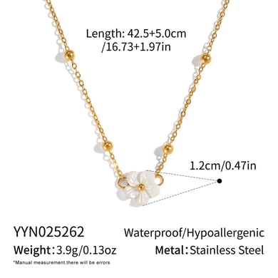 1 Piece Shell Flower Stainless Steel Gold Color Charm Necklace h5 