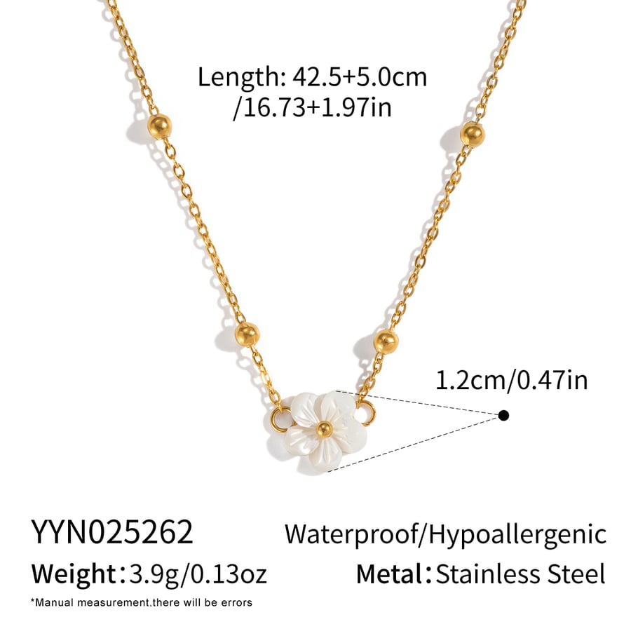 1 Piece Shell Flower Stainless Steel Gold Color Charm Necklace 