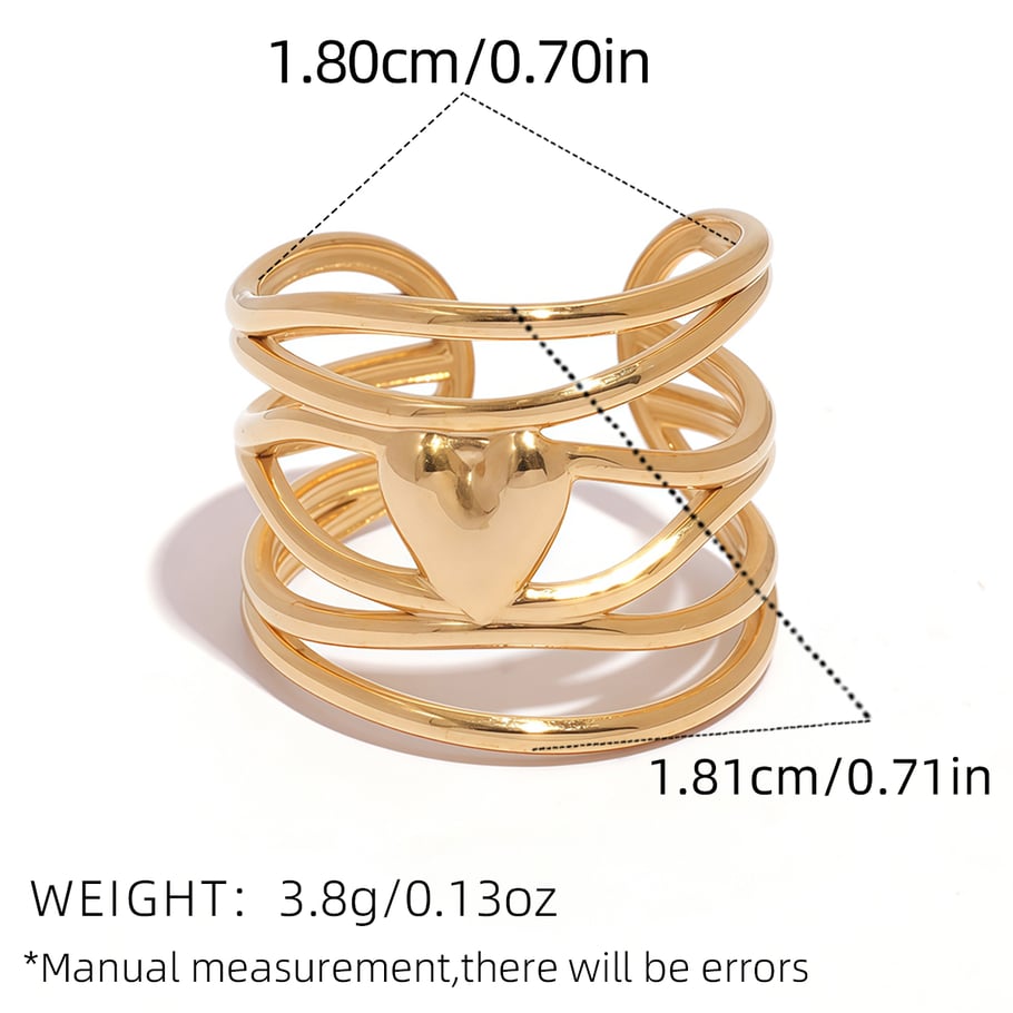 1 Piece Simple  Retro Irregular Shape Heart Stainless Steel  Women's Statement Rings Picture2