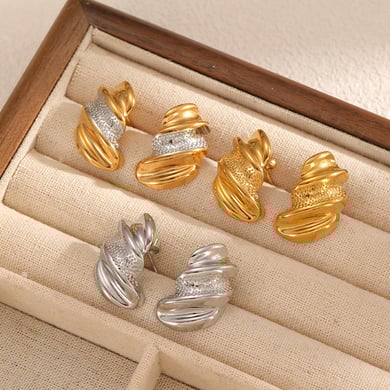 1 Pair Irregular Shape Stainless Steel  Gold Color  Stud Earrings h5 Picture2