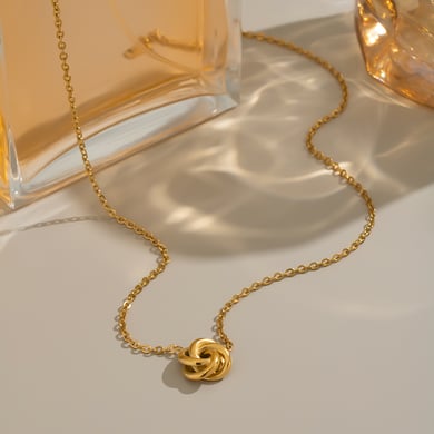 Collana con ciondolo color oro a forma di fiore in acciaio inossidabile da 1 pezzo h5 Immagine2