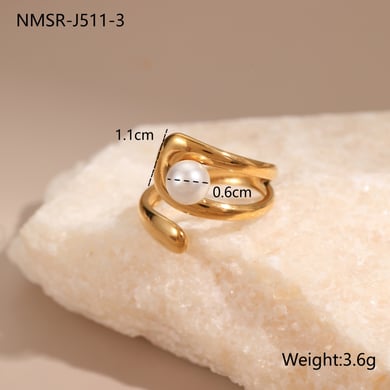 1 Piece Simple   Flower Irregular Shape Twist Stainless Steel  Gold Color  Statement Rings h5 
