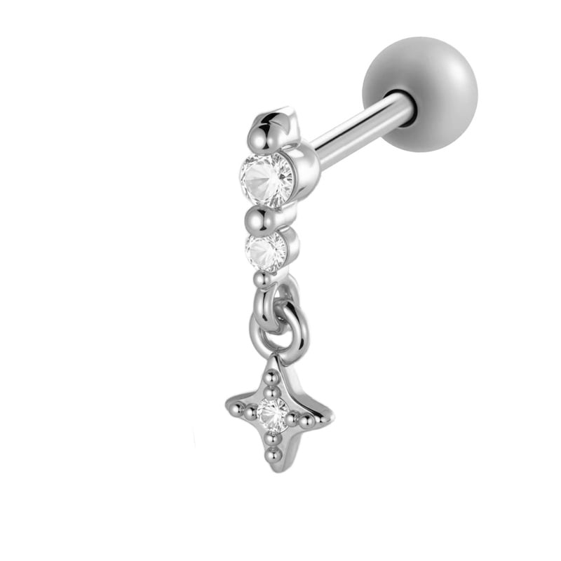 1 Adet Çiçek Bakır Altın Rengi Zirkonyum Piercing Küpe 