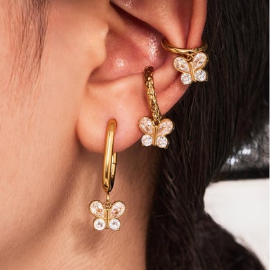 1 Pair Sweet Butterfly Stainless Steel Gold Color Women's Drop Earrings h5 Picture6
