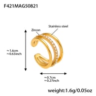 F421-Gouden drielaagse zirkoon oorclip - enkel Afbeelding6