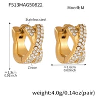 F513-Gold Kreuz Volldiamant Zirkon Ohrringe-M Bild8