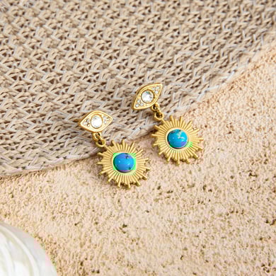 1 Pair Classic Eye Stainless Steel Gold Color Calaite Women's Drop Earrings h5 Picture6