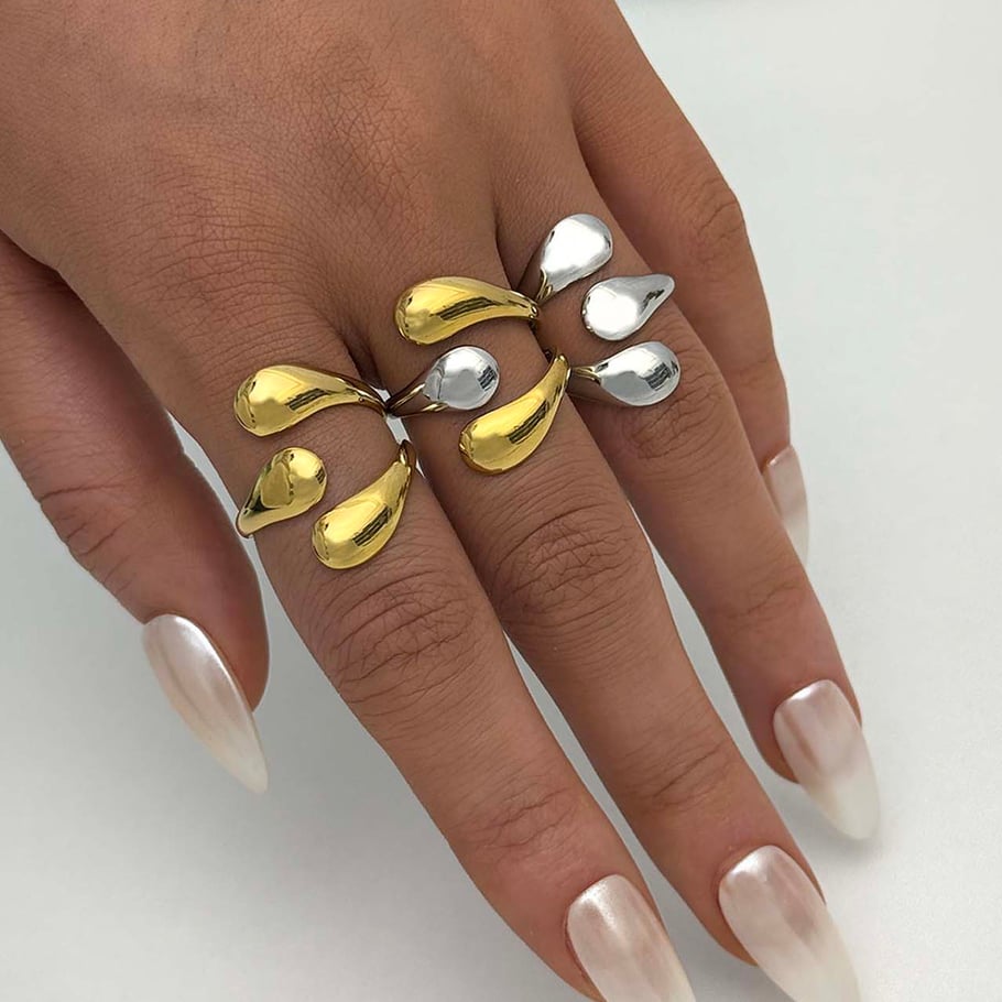 1 Piece Simple Daily Irregular Shape Stainless Steel  Gold Color  Statement Rings Picture3