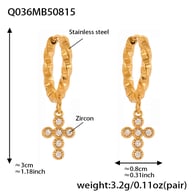 Q036-Golden Cross Zircon Earrings Picture7