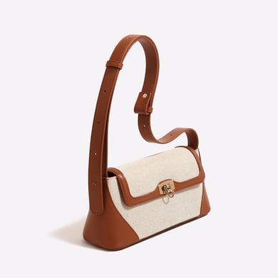 Sac à bandoulière rétro en toile de couleurs mélangées pour femme, 1 pièce h5 Image2
