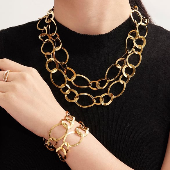 Irregular Oval Shape Stainless Steel Gold Color Women's Jewelry Sets 2