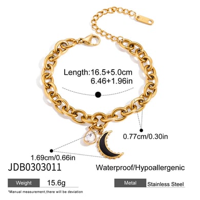 1 Piece Classic Moon Stainless Steel Gold Color Women's Charm Bracelets h5 Picture2