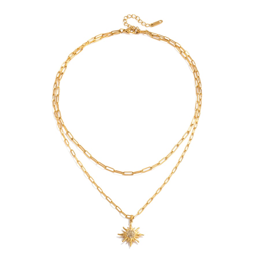 1 Piece Elegant Sun Stainless Steel Gold Color Women's Layered Necklaces 