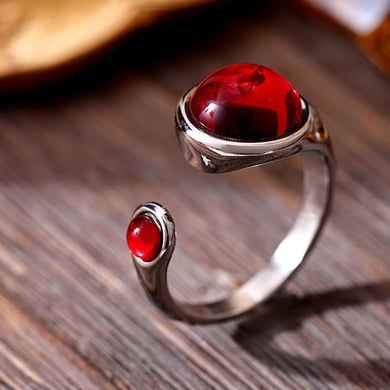 1 Stück Elegante Granat Edelstahl Gold Farbe Damen Edelstein Ringe h5 Bild6