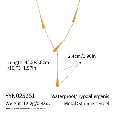 Droplet Stainless Steel Gold Color Necklace Set h5 