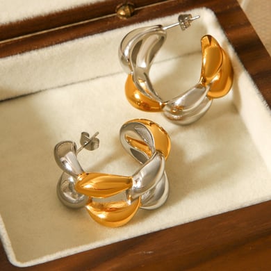 1 Pair Daily Irregular Shape Mixed Gold Color And Silver Colors  Women's Stud Earrings h5 Picture6