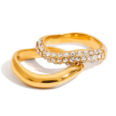 1 Stück klassische, unregelmäßig geformte, minimalistische Ringe aus Edelstahl in Goldfarbe h5 Bild7