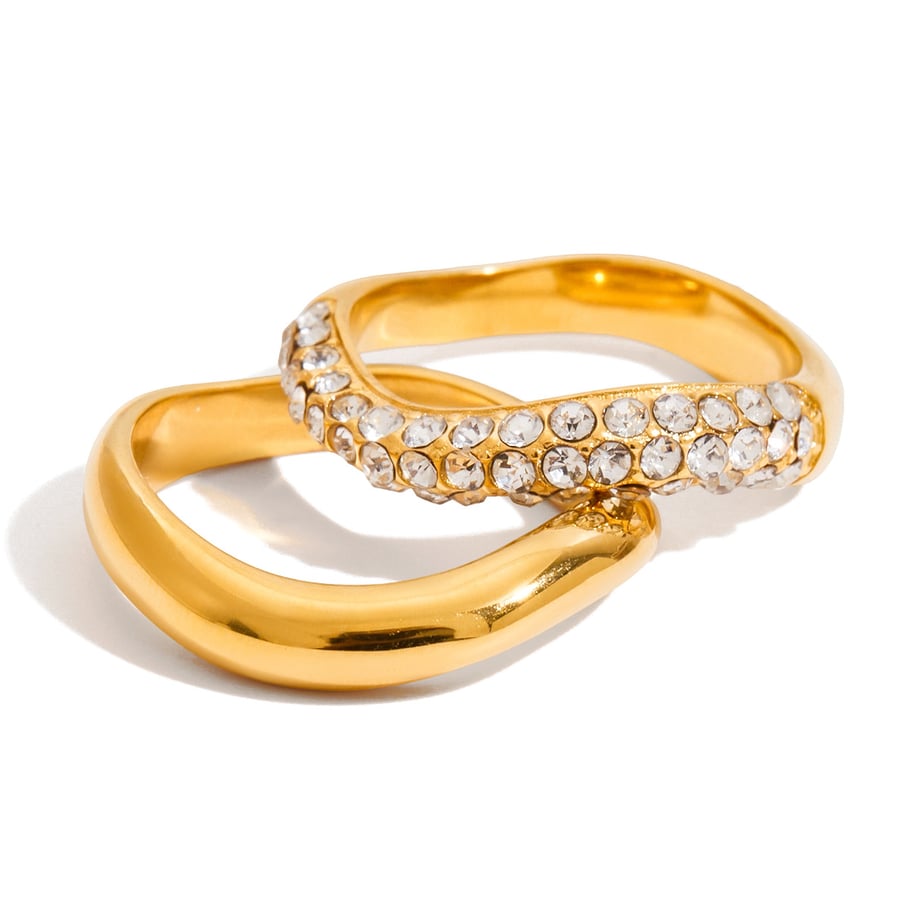 1 Stück klassische, unregelmäßig geformte, minimalistische Ringe aus Edelstahl in Goldfarbe Bild7
