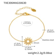 TXE306-White 5A Zircon Sunflower Gold Bracelet 15+5cm Picture3
