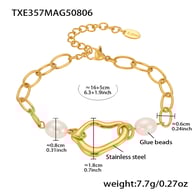 TXE357-Gold Heart Bracelet 16+5cm Picture2