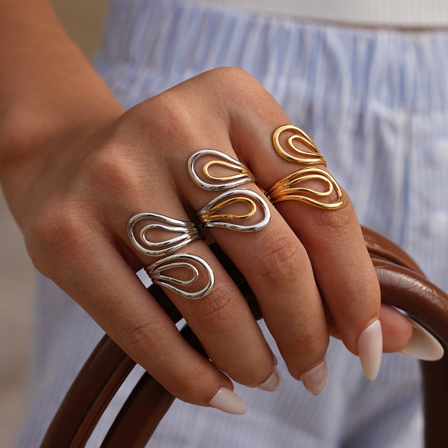 1 Piece Simple Series Retro Circle Stainless Steel  Gold Color  Statement Rings Picture7