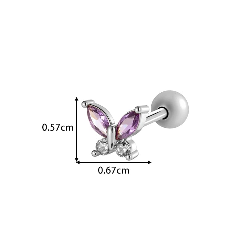 1 stuk bloem koper goud kleur zirkoon piercing oorbel Afbeelding2