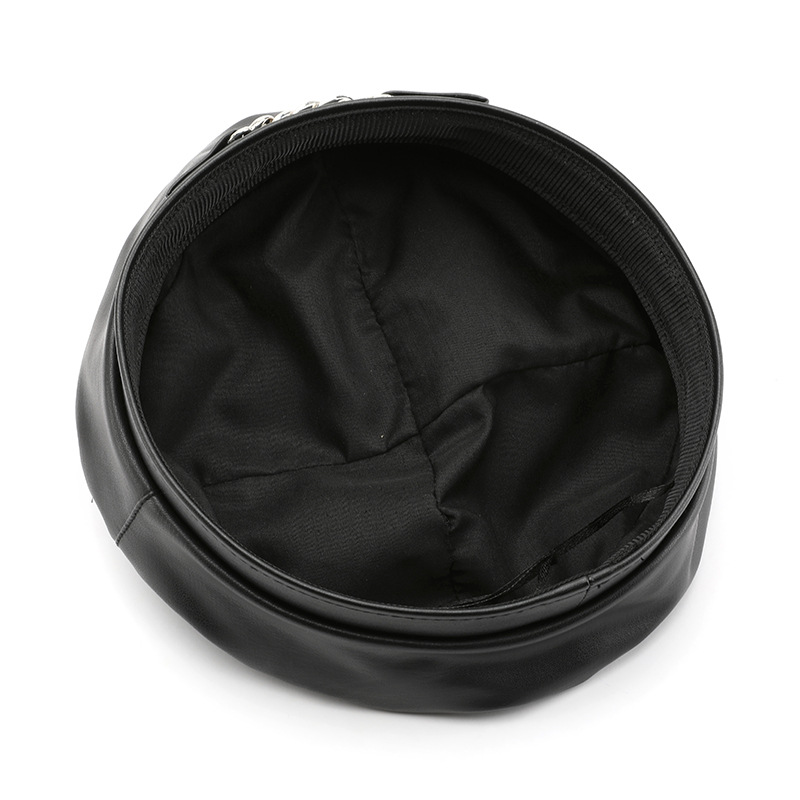 1 Piece Ins Style Solid Color PU Beret Picture5