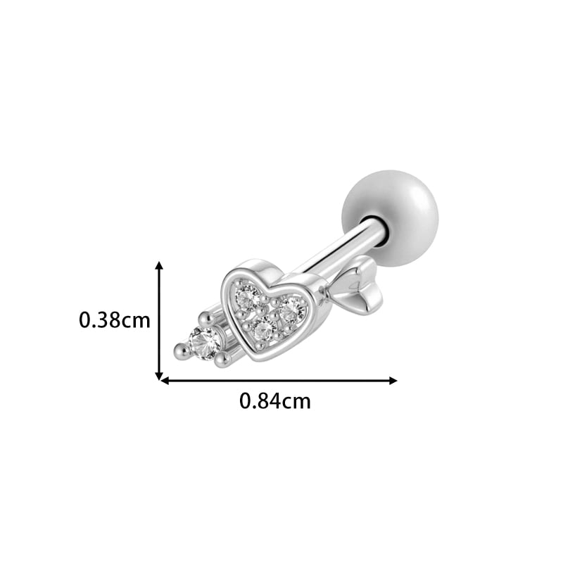 1 stuk hart koper goud kleur zirkoon piercing oorbel Afbeelding2