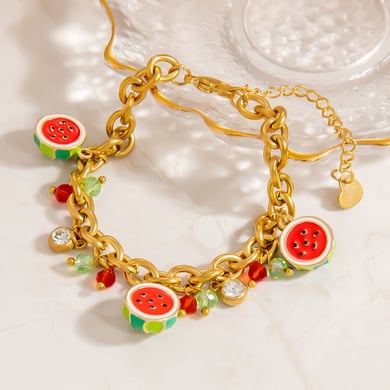 1 Piece Simple Lovely  Fruit Stainless Steel  Gold Color  Women's Charm Bracelets h5 Picture3